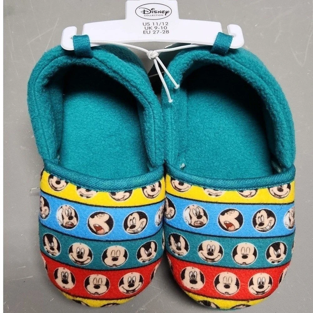 NEW Unisex Kids Disney Mickey Mouse Slip-On Slippers, Size 11/12